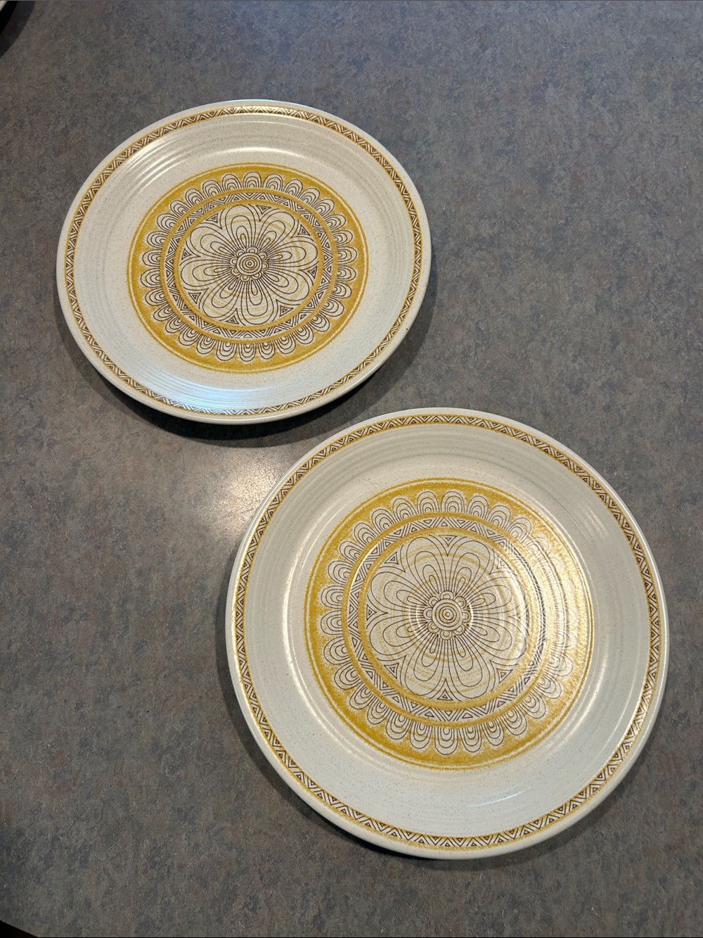 Franciscan Yellow Mandala earthenware Dinner Plate - Home Dining